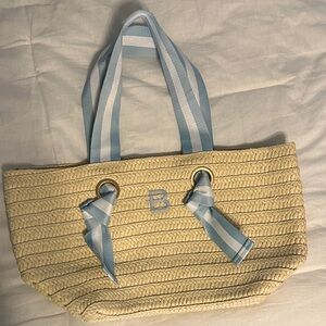 Beige and Blue Tote Bag